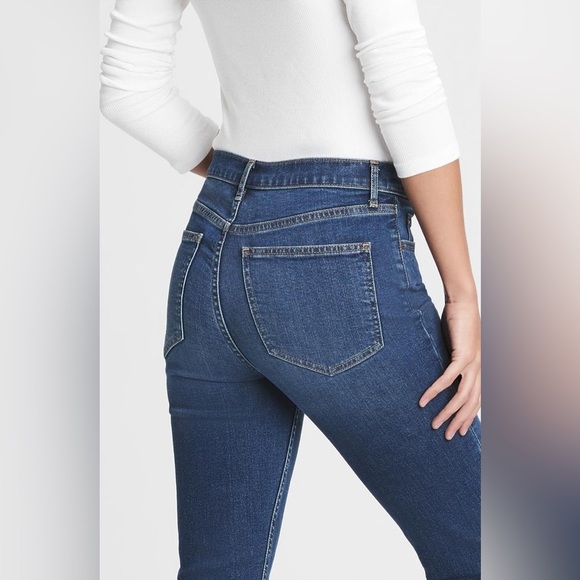 GAP High Rise Cigarette Jeans Slim Straight Leg Dark Indigo Blue Denim Size 26 - Picture 4 of 16